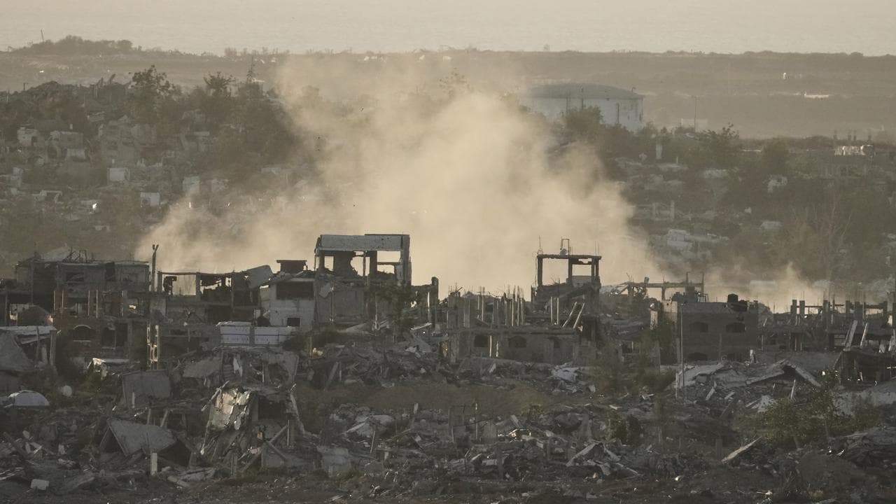 Smoke rises following an Israeli army bombardment in Gaza Strip