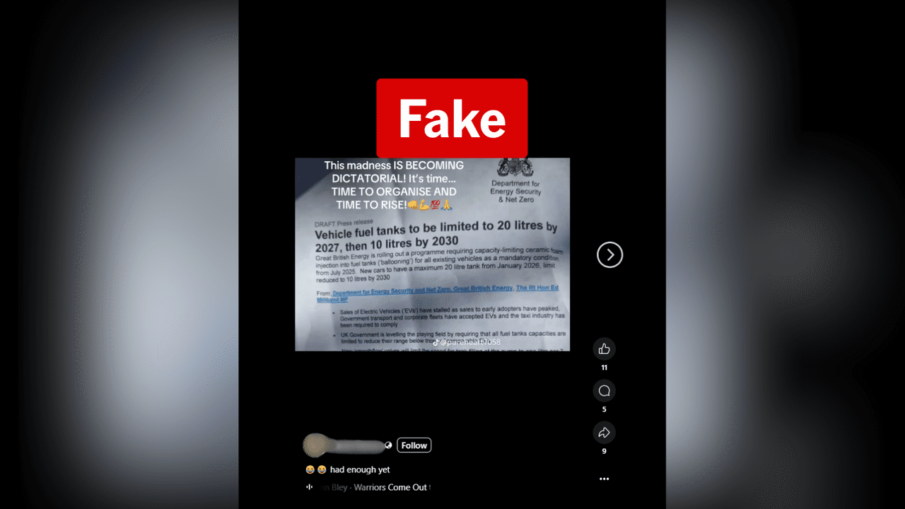 A Facebook post featuring the fake release.