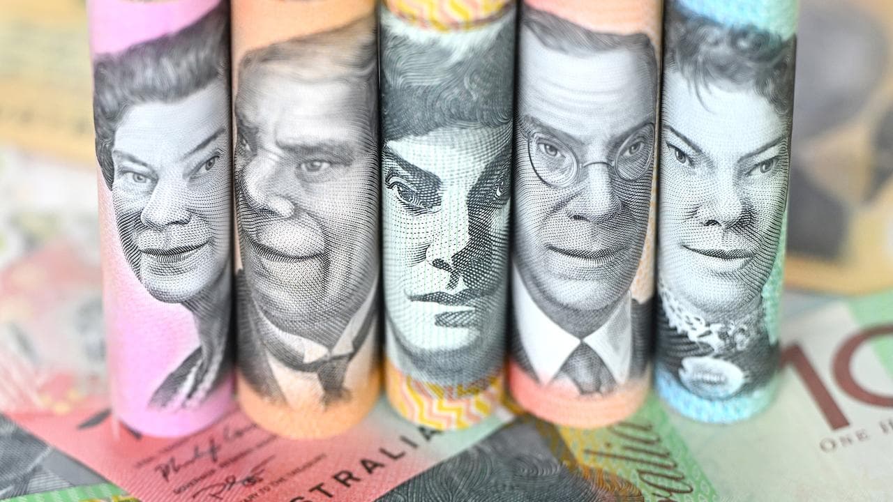 Australian dollars and coins.