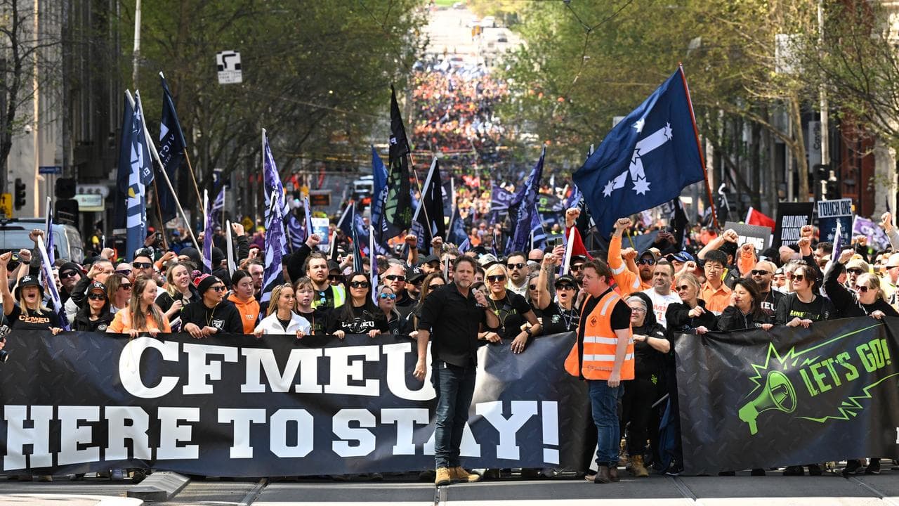 CFMEU protesters march in Melbourne
