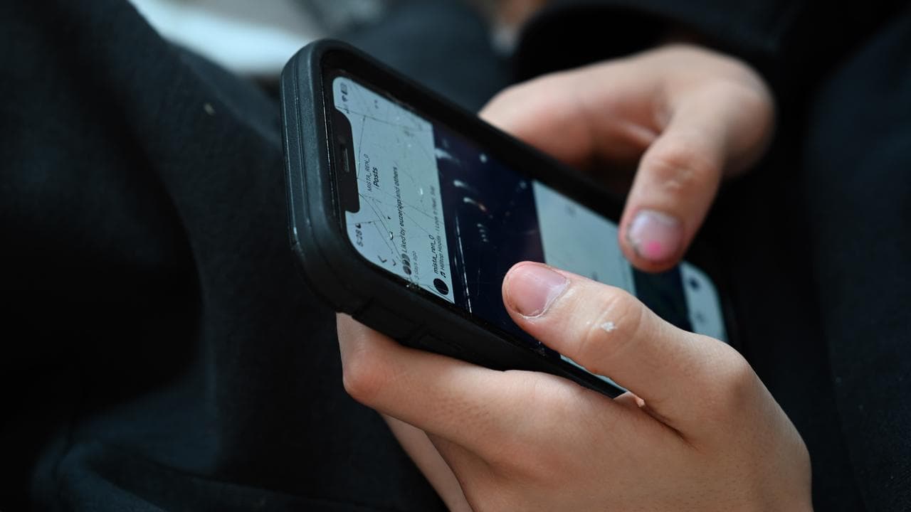 Person uses smartphone