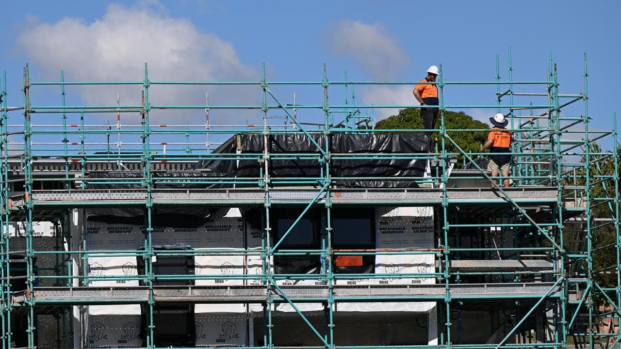 Construction workers on a new housing project