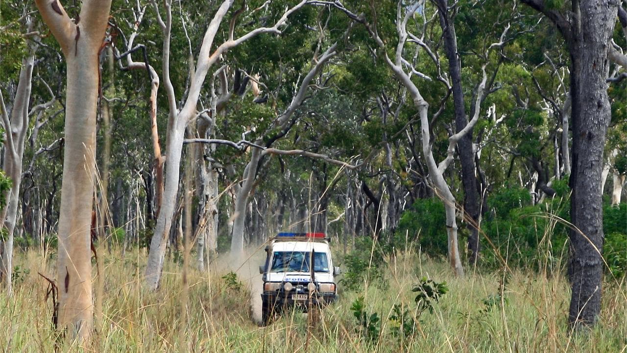police vehicle conducting a search at a national park in Gin Gin, Qld