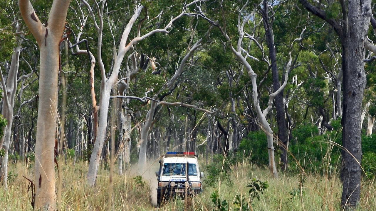 a police vehicle conducting a search at a national park in Gin Gin
