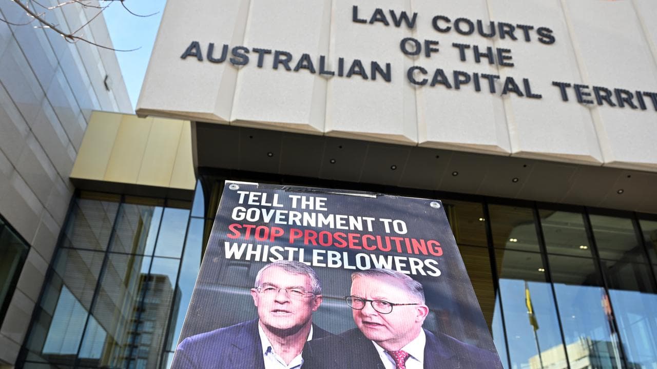 Banner outside the ACT Supreme Court