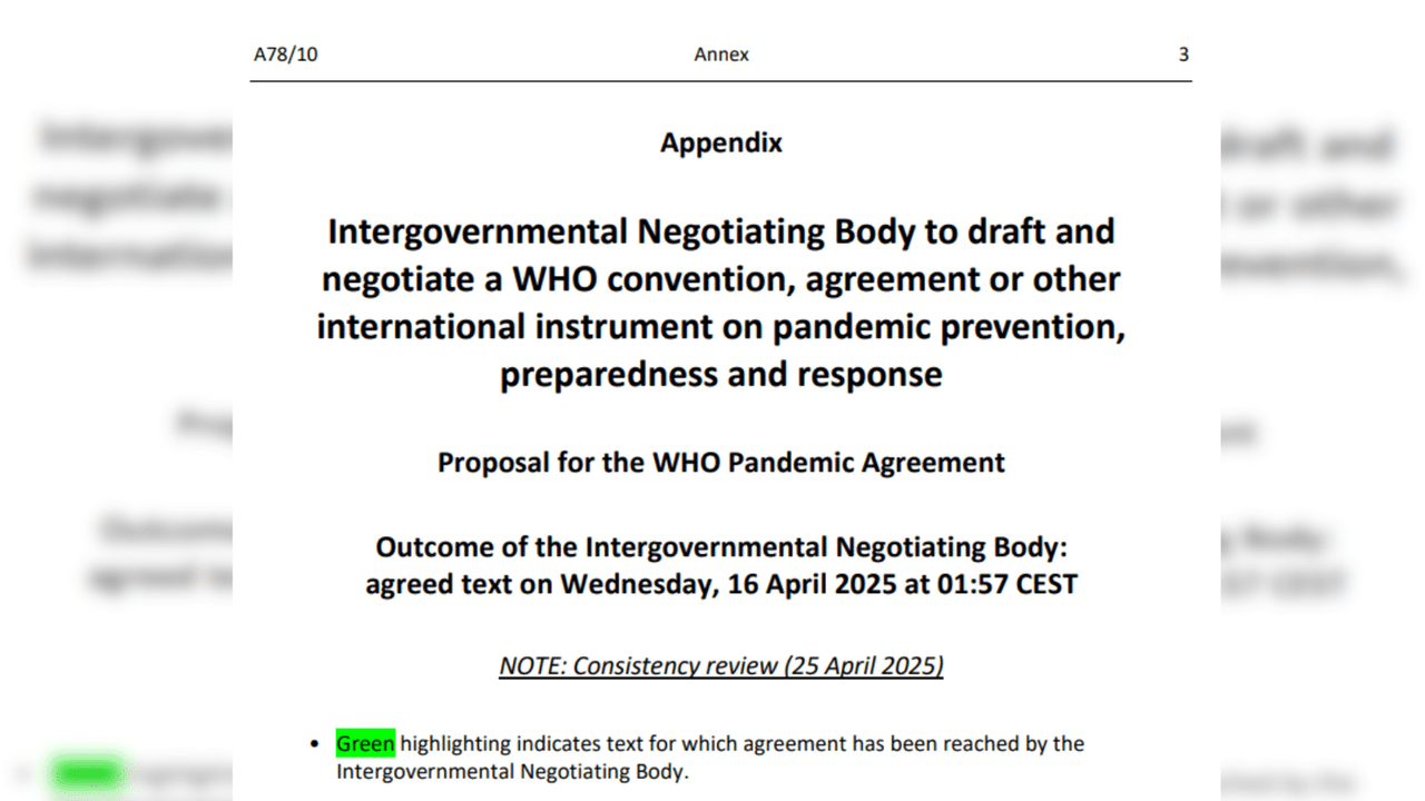 Screenshot of beginning of the Pandemic Agreement