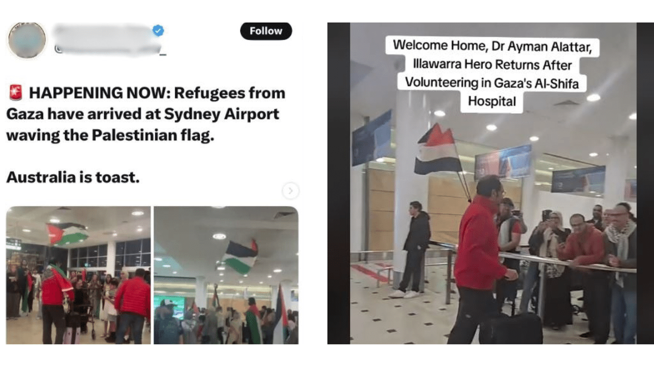 Side by side screenshots of social media posts.