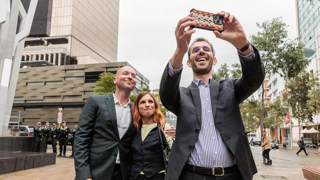 Activists (from left) Jesse Noakes, Tahlia Stolarski and Gerard Mazza.