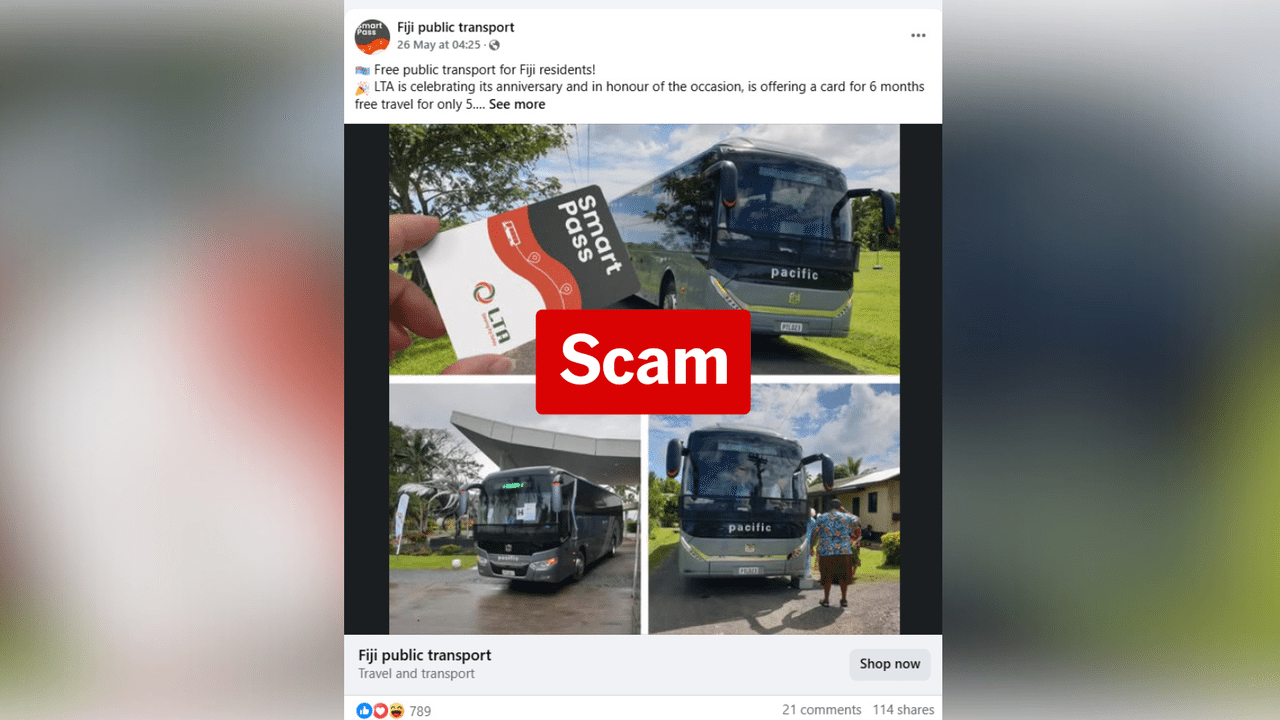 Fijian scam Facebook post offering supposedly free travel