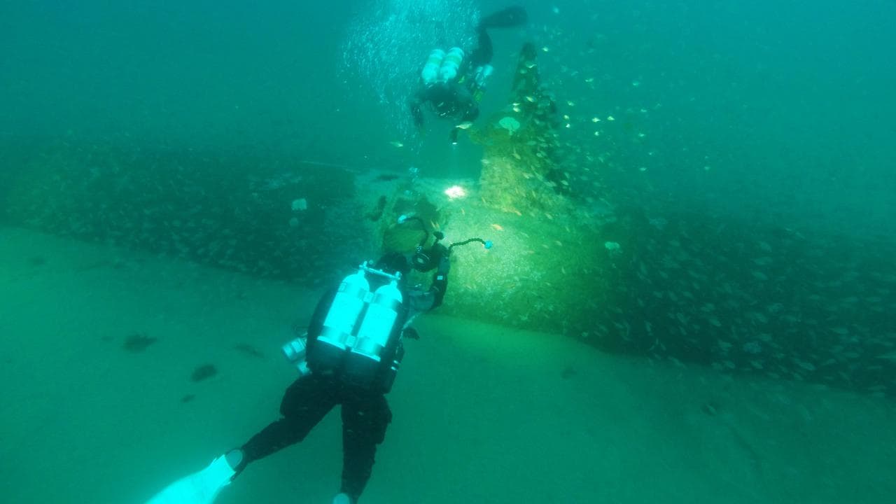 The wreckage of Japanese midget submarine M24