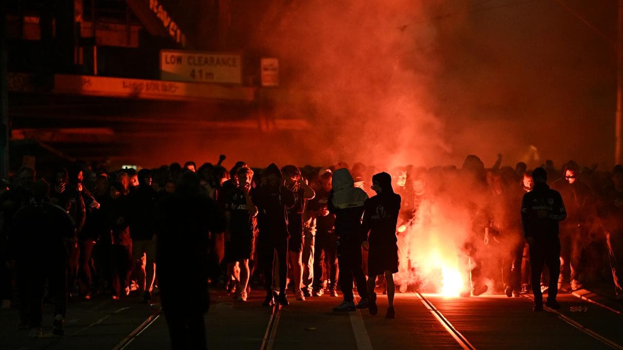 Soccer fans in Melbourne