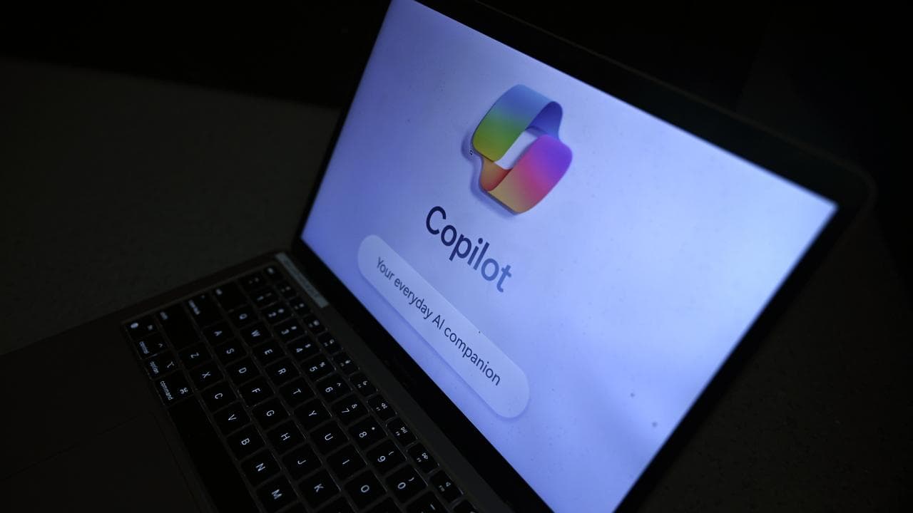 The Microsoft Copilot logo on a computer monitor