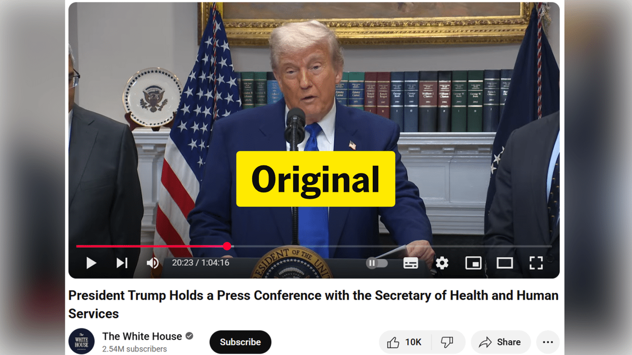 The YouTube video showing the original press conference.