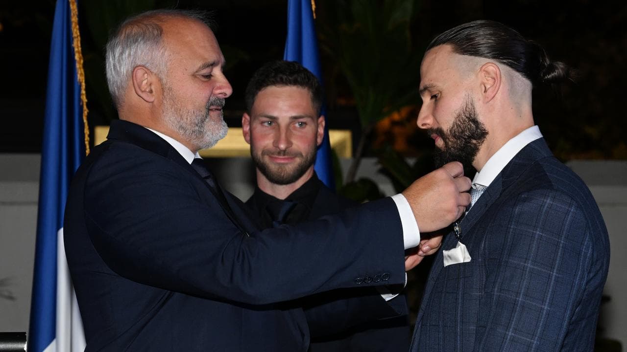 Mr Despreaux and Mr Guerot with ambassador Pierre-André Imbert