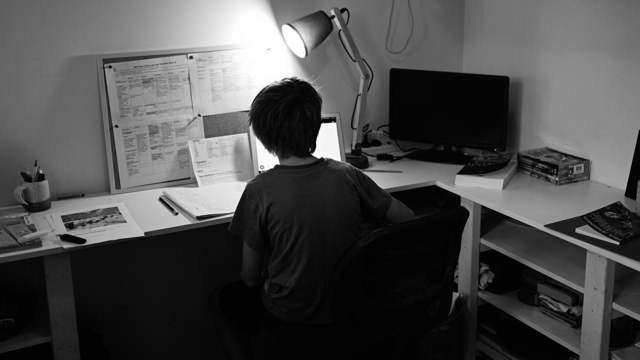 A student at their desk at home (file image)