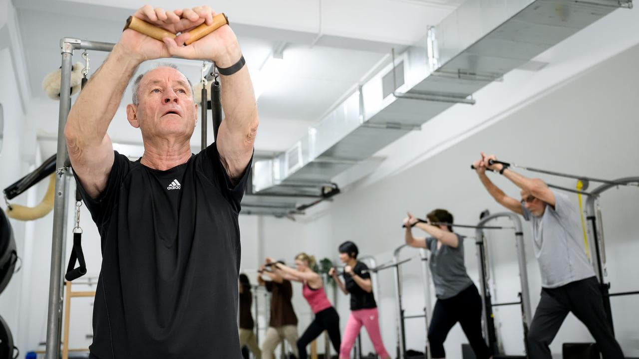 Peter Hill at pilates class
