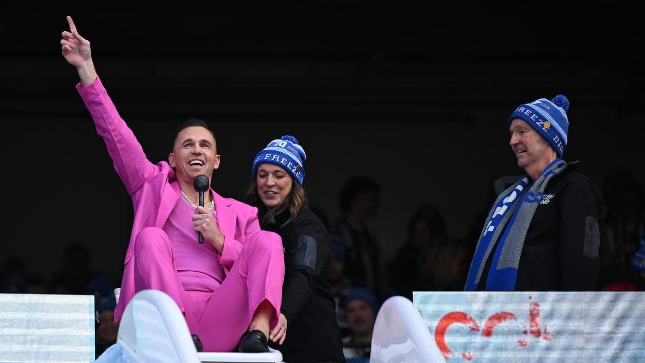 (L-R) Joel Selwood, Bec Daniher