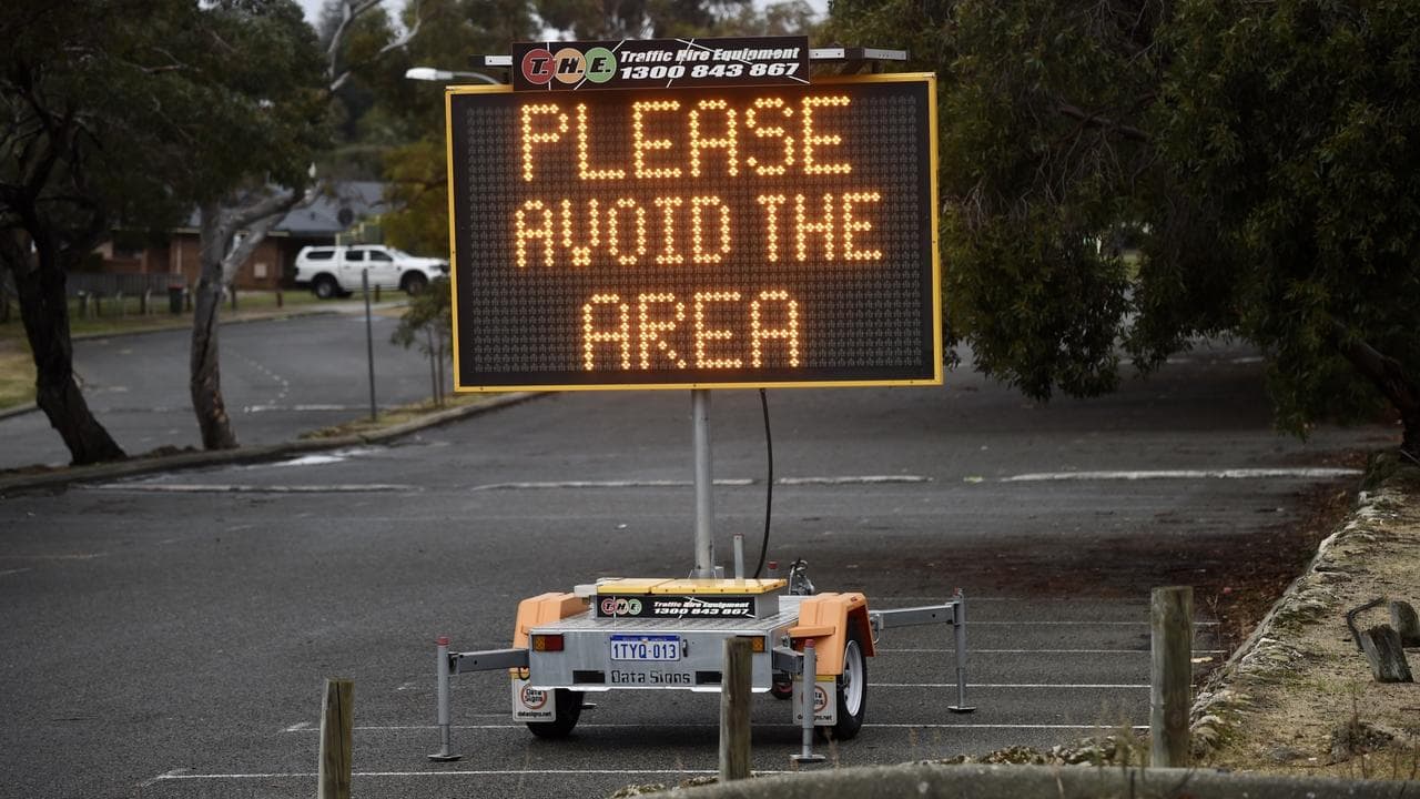 A warning sign due to the sewage spill