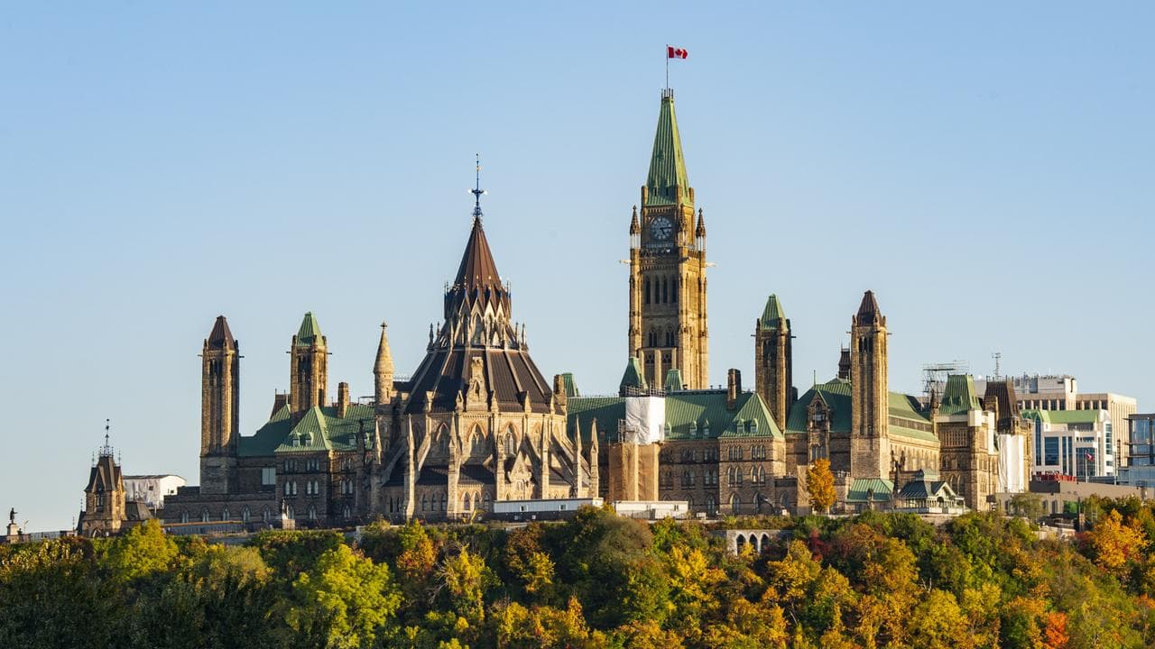 General view of Canada's Parliament buildings from Gatineau, 2019