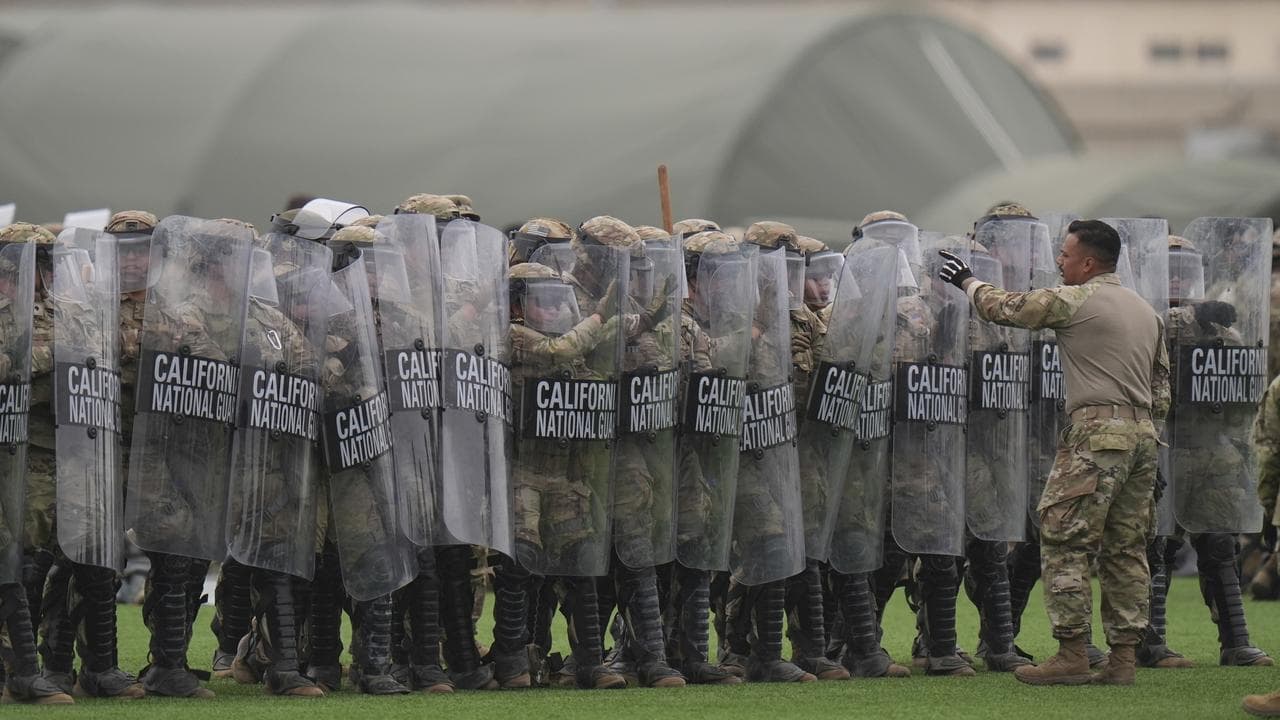 Members of the California National Guard conduct exercises