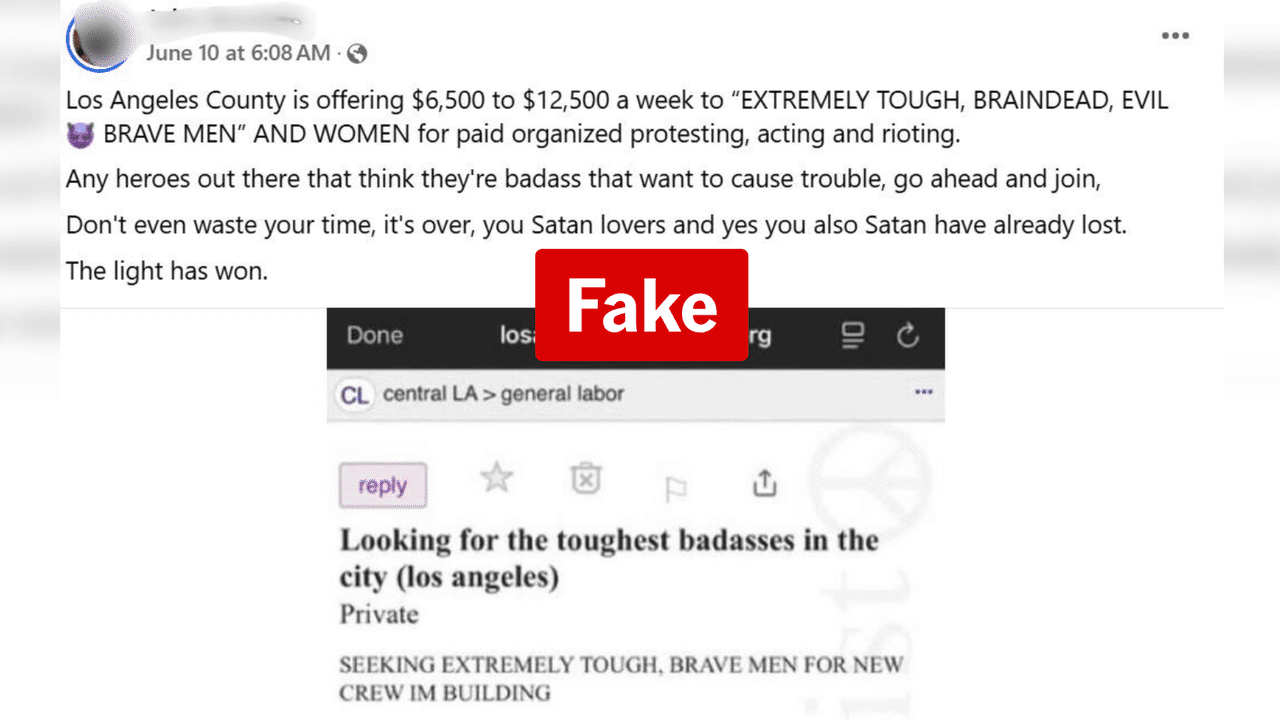 Screenshot of Facebook post.