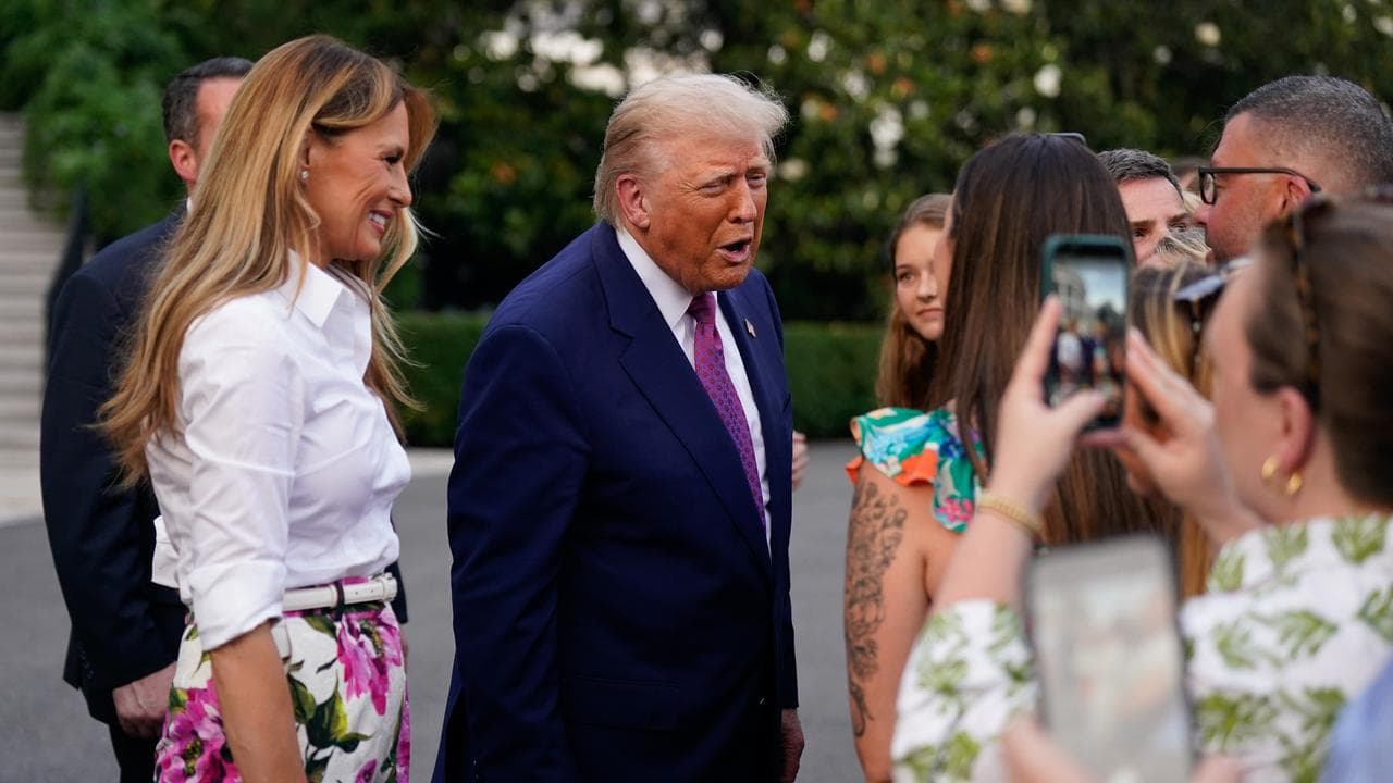 US President Donald Trump and Melania Trump at a White House picnic