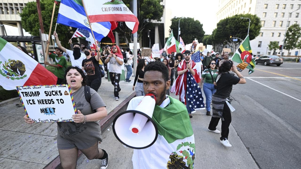 Anti ICE protestors in Los Angeles.