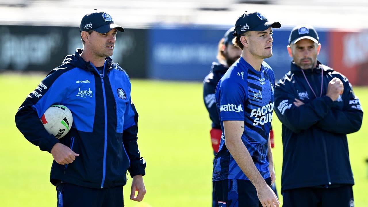 Cameron Ciraldo (left) keeps an eye on Lachlan Galvin