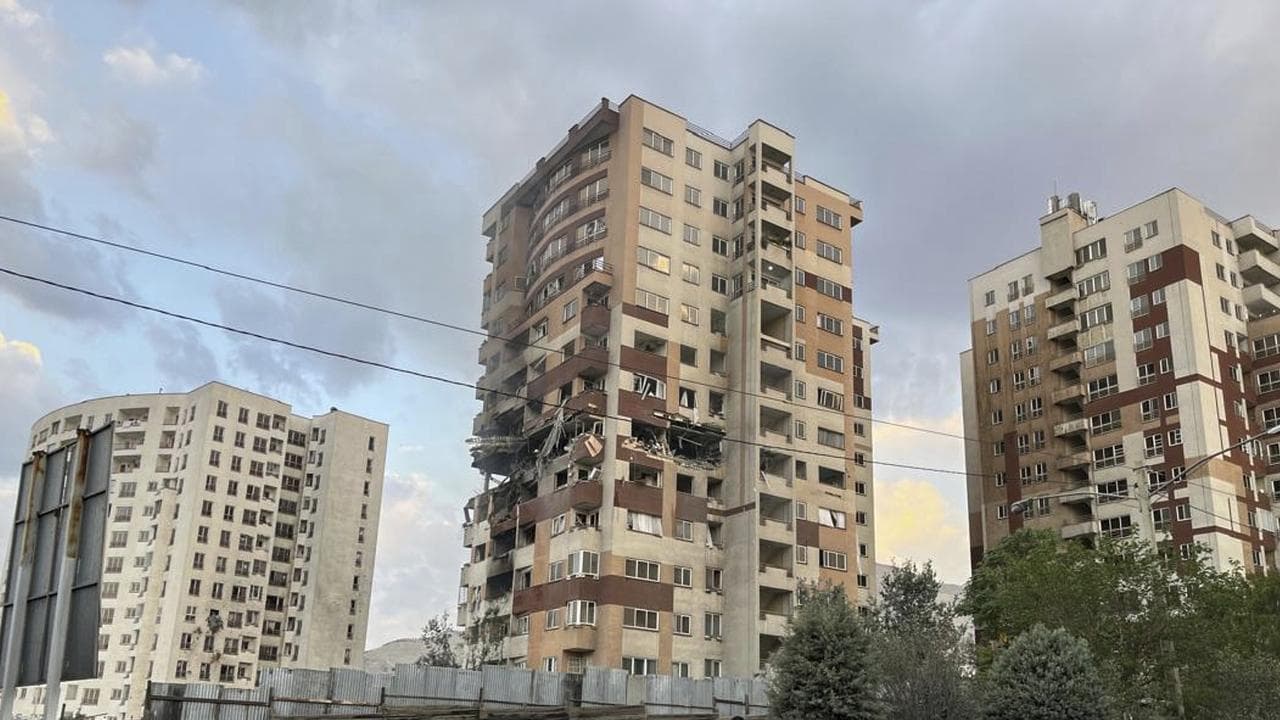 Damaged residential building in Tehran