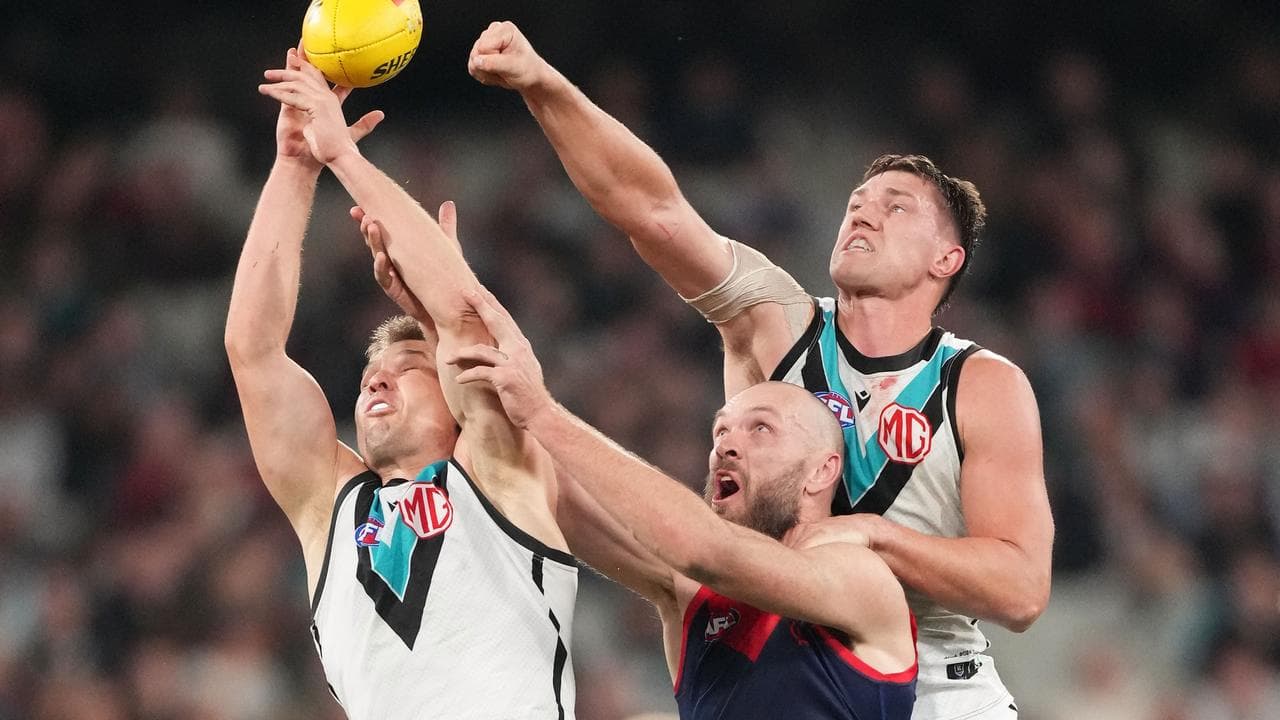 (L-R) Ollie Wines, Max Gawn and Jordon Sweet.