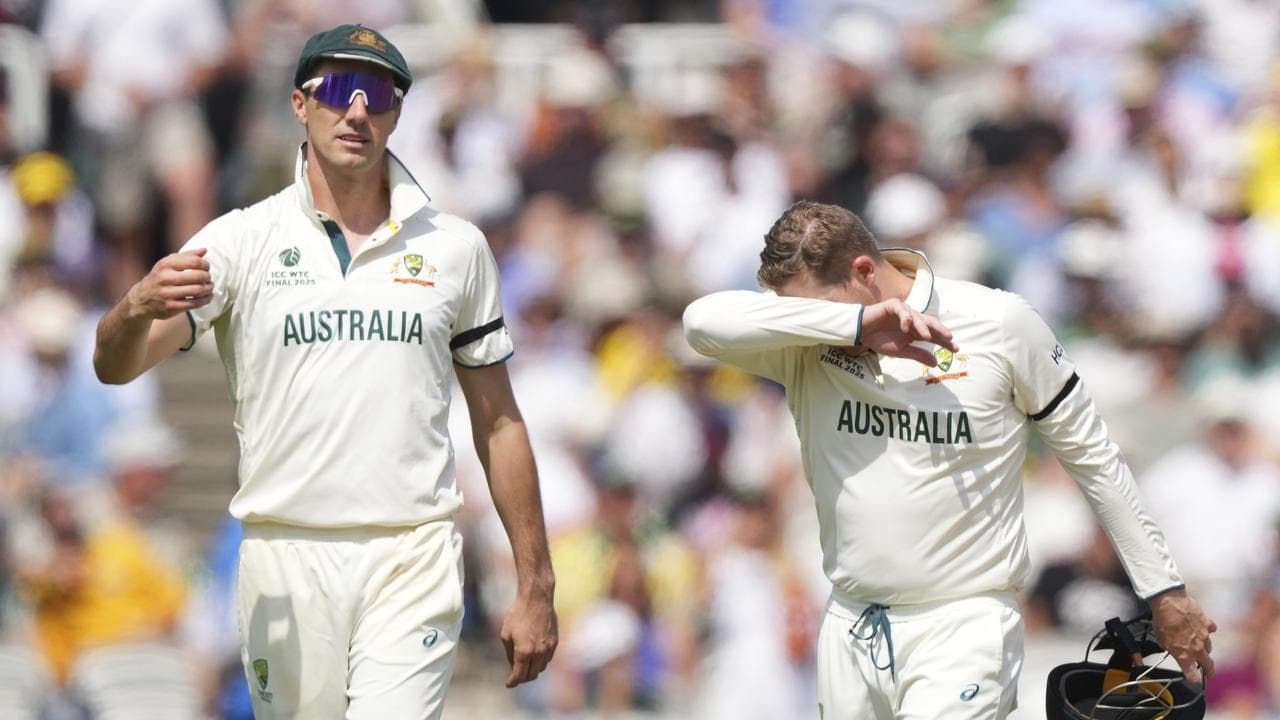 (L-R) Pat Cummins and Steve Smith.
