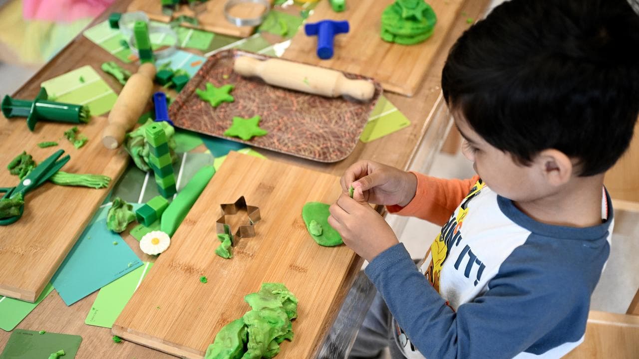 Children play at a preschool