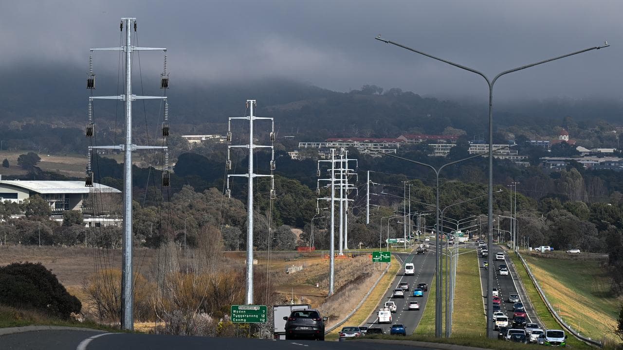 New power transmission towers in Canberra.