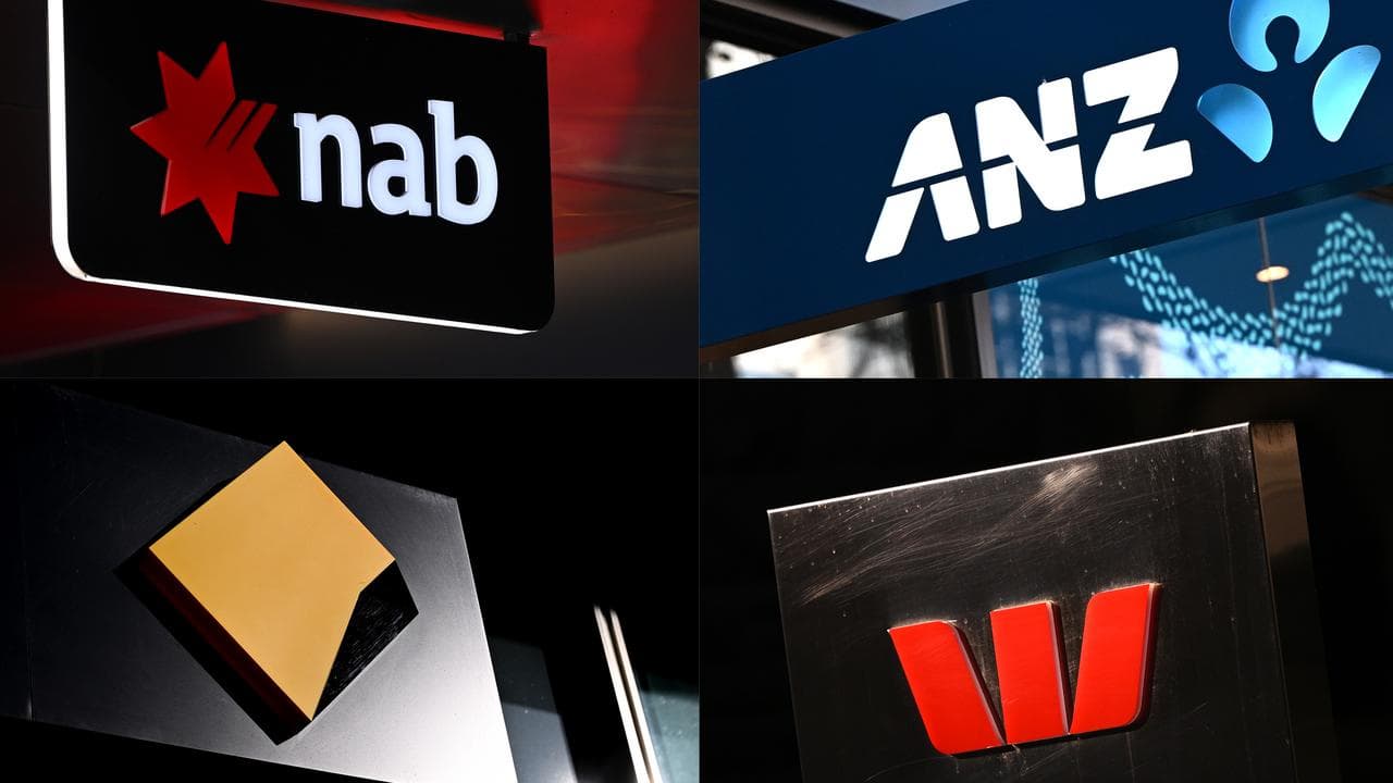A composite image of signage of Australia's 'big four' banks