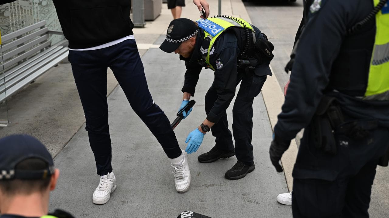 Victoria Police conduct a weapons search