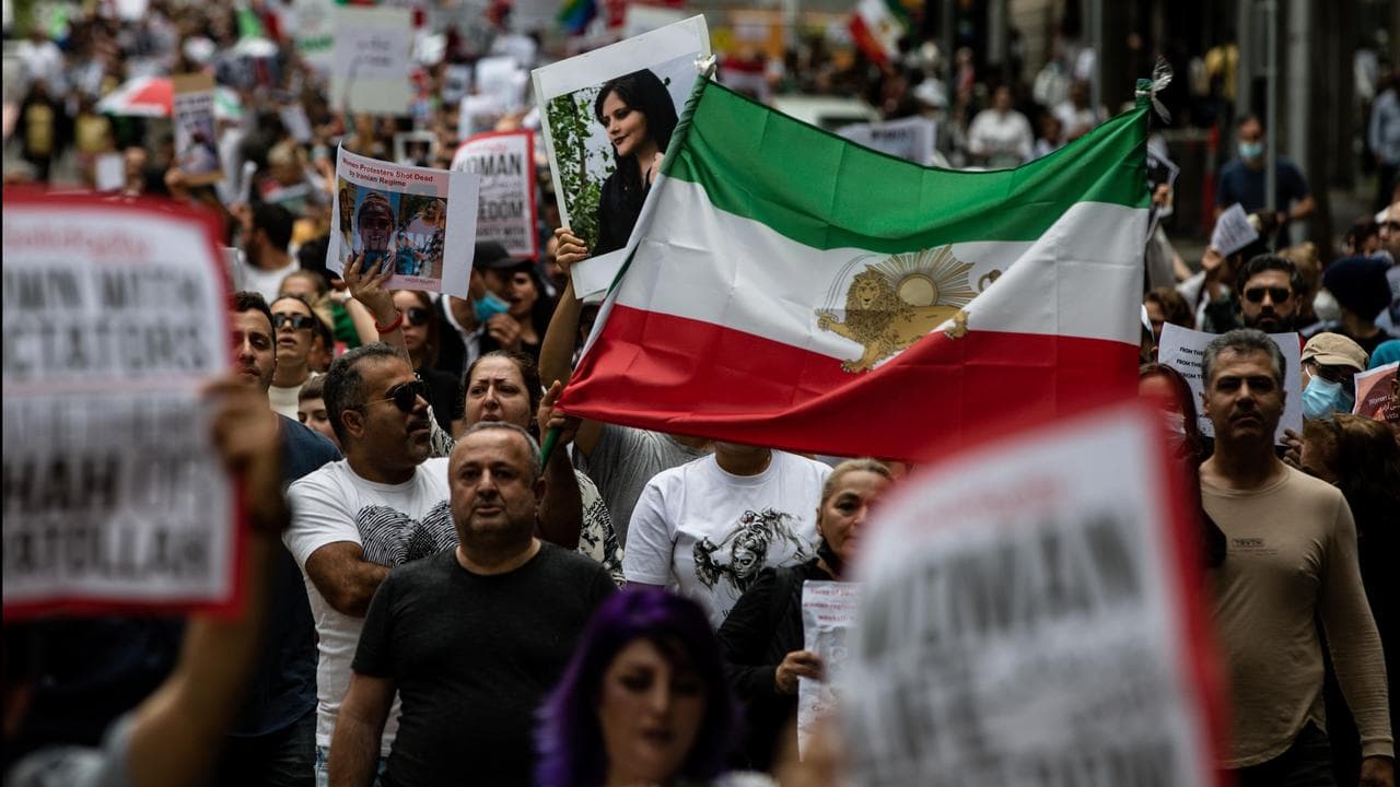 Protesters rally in solidarity with protesters in Iran in Melbourne