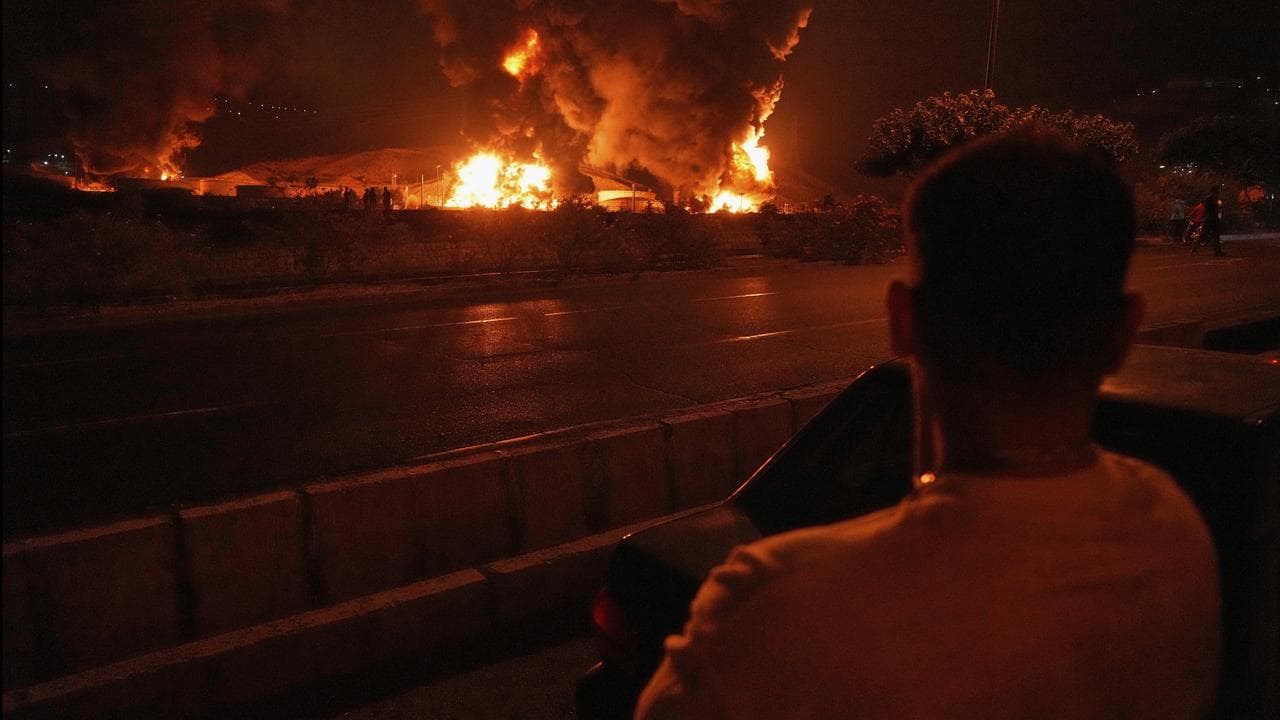 Oil storage facility after it was hit by an Israeli strike in Tehran