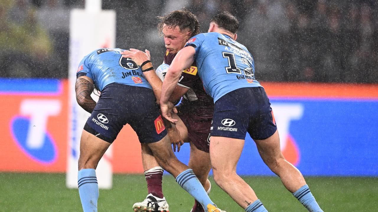 (L-R) Jarome Luai, Reuben Cotter and Angus Crichton.