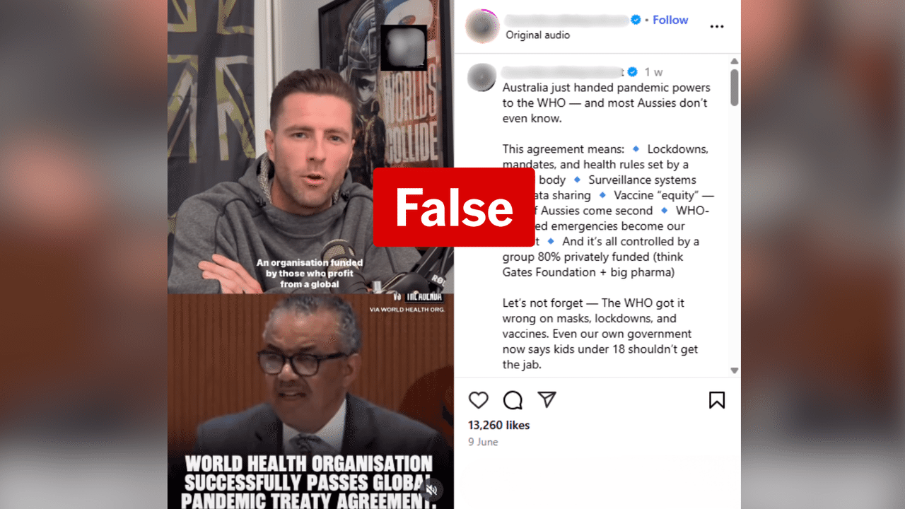 Podcaster claims WHO is 80% privately funded in false Instagram post