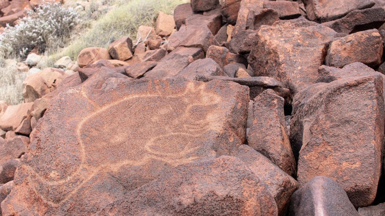 Rock art in Burrup Peninsula, Western Australia.