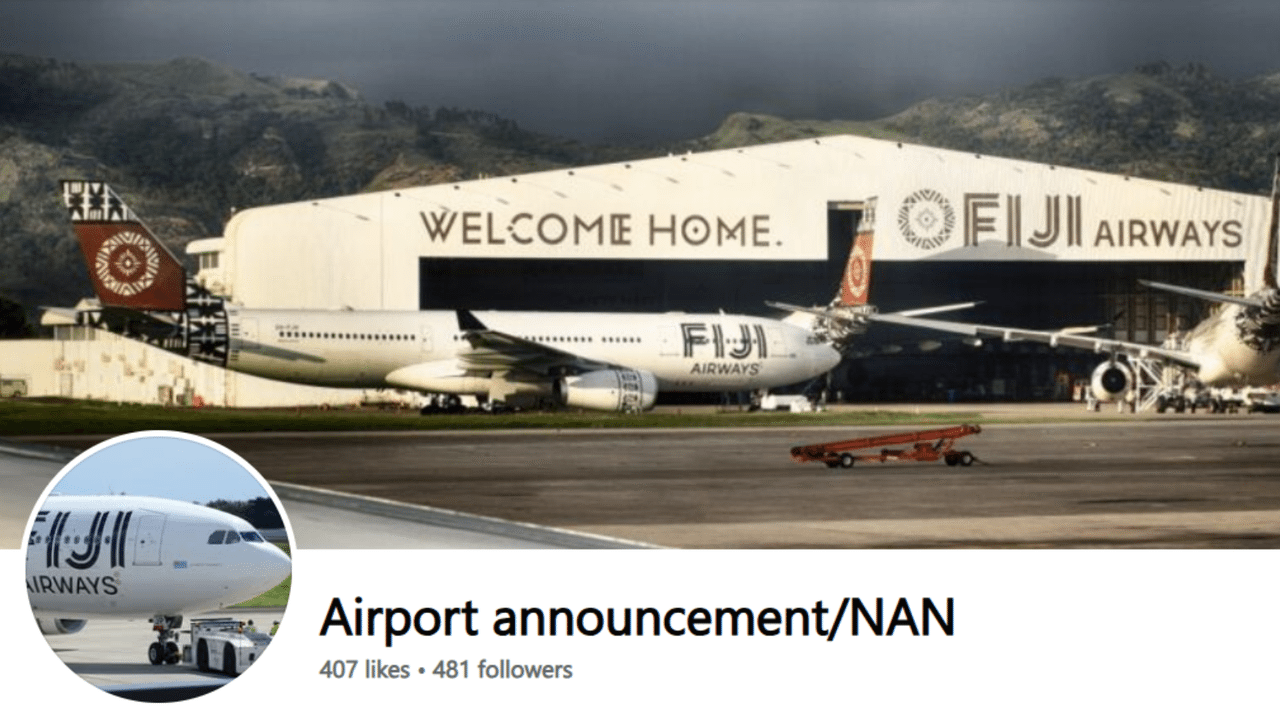 Scam Fiji Airport Facebook page