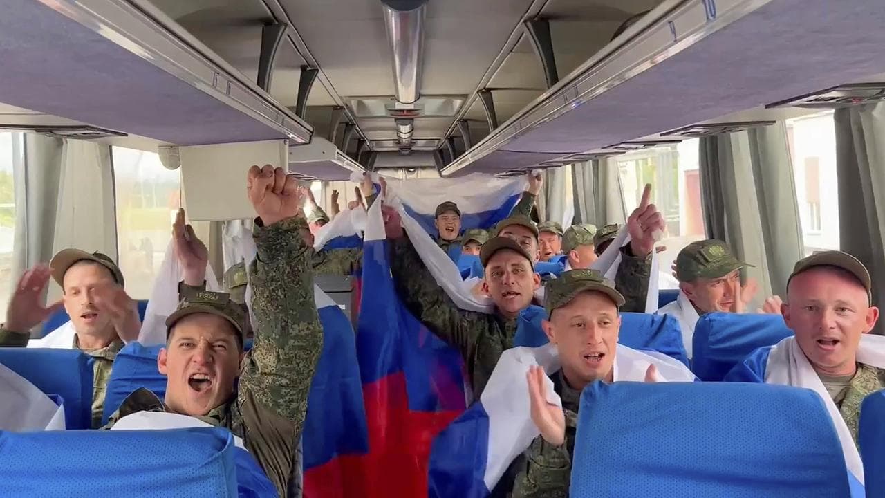 Russian soldiers return from Ukraine after a prisoner swap