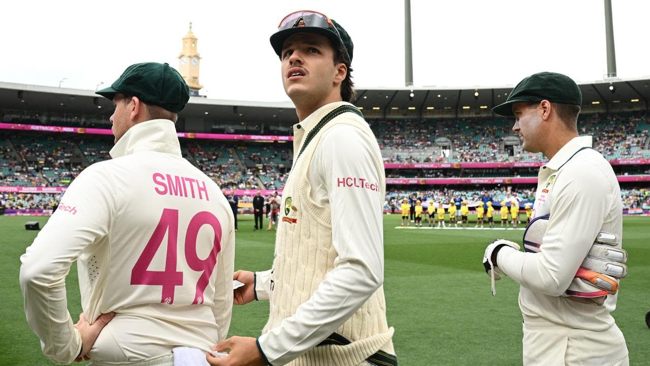 Steve Smith, Sam Konstas and Alex Carey