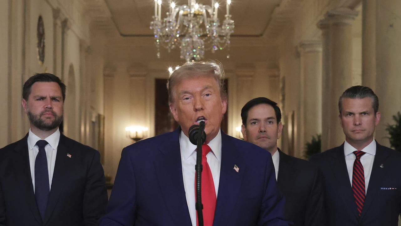 Donald Trump speaking from the White House