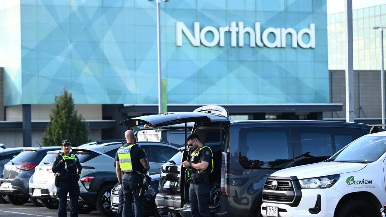Police at Northland Shopping Centre in Melbourne.