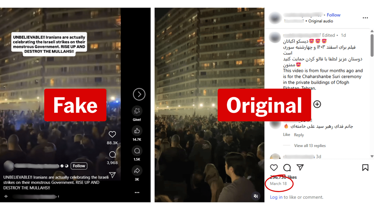 Iranian fire festival and fake Facebook post on Israel Iran strikes