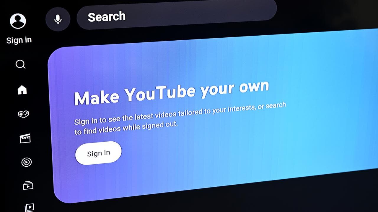 Youtube signage on a television