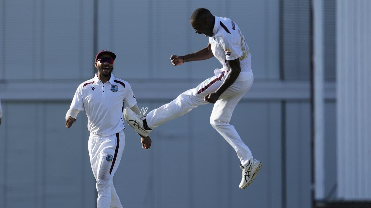 West Indies' Brandon King, left