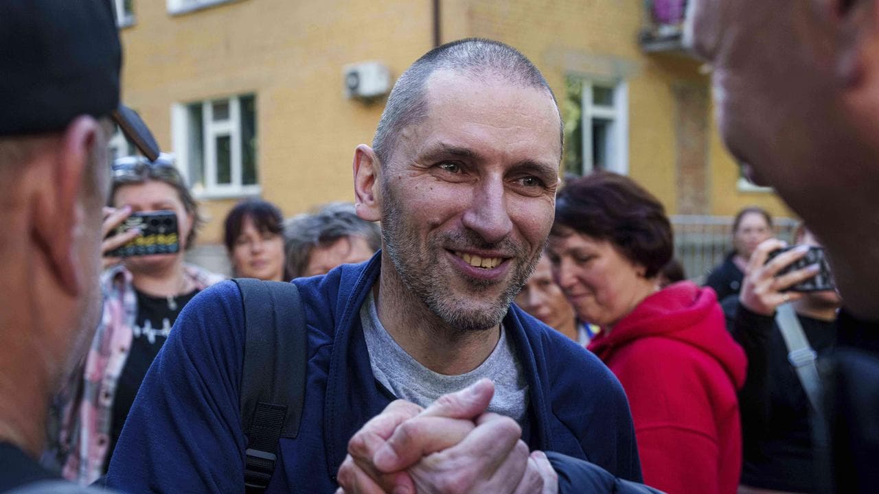 A Ukrainian serviceman after a POWs exchange