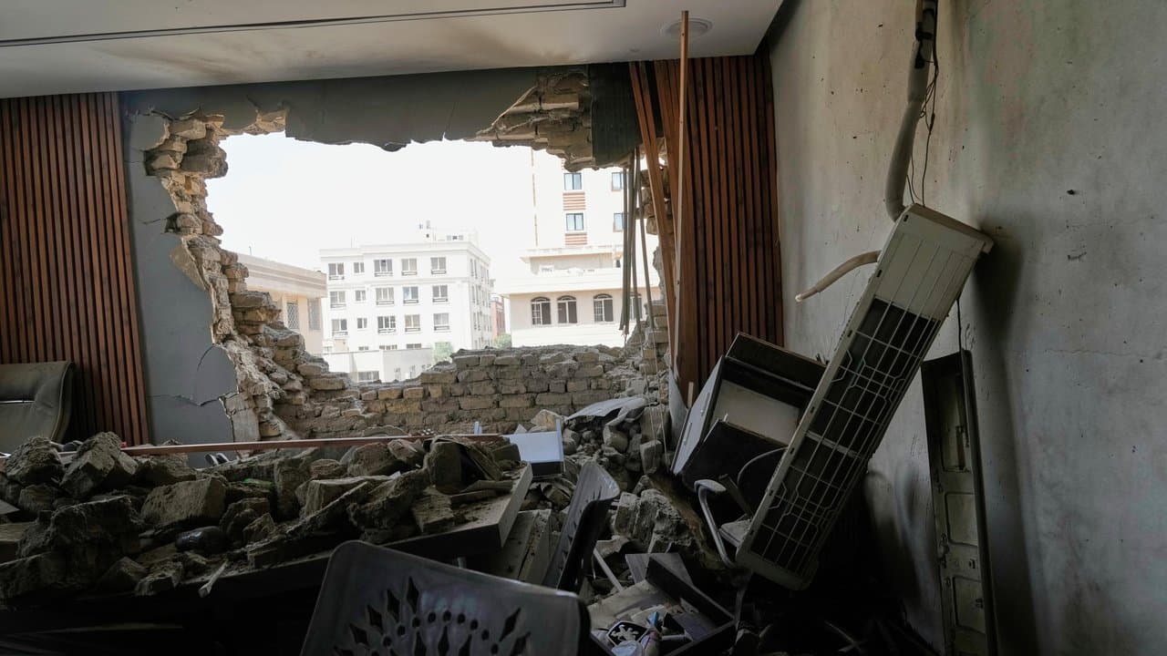 Damage inside a building in Tehran
